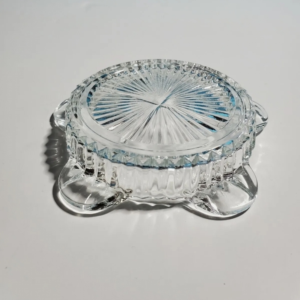 Vintage Ashtray Clear Glass 5 Groove Divided  Trinket Tray 4 Inch - Picture 3 of 5